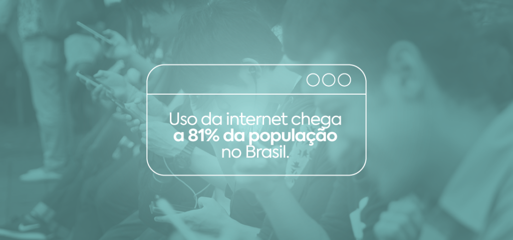 O uso da internet cresceu durante a pandemia no Brasil. A pesquisa é do TIC Domicílios e apontou o salto para 81%.
